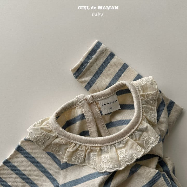 Ciel De Maman - Korean Baby Fashion - #babyclothing - Stripes Frill Bodysuit - 5