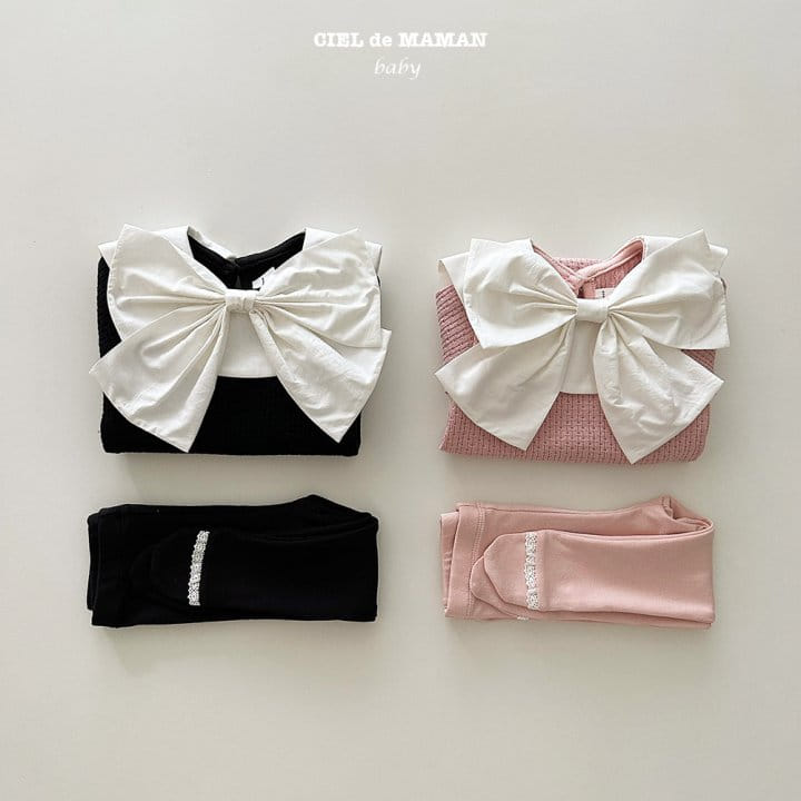 Ciel De Maman - Korean Baby Fashion - #babygirlfashion - Big Ribbon Bodysuit Set