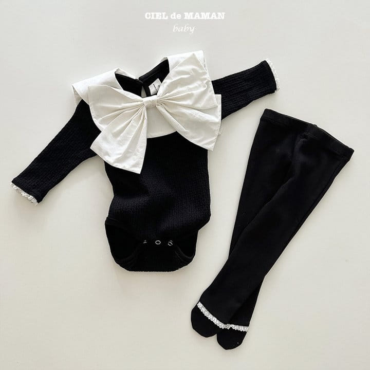 Ciel De Maman - Korean Baby Fashion - #babyoninstagram - Big Ribbon Bodysuit Set - 3