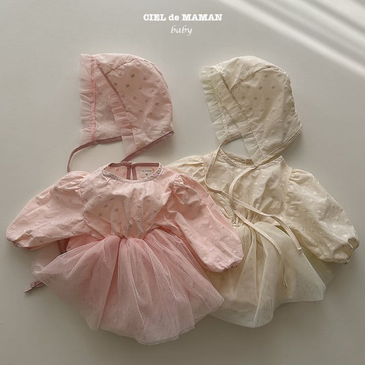 Ciel De Maman - Korean Baby Fashion - #babyoutfit - Spring Ballet Bodysuit with Bonnet