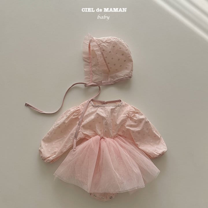 Ciel De Maman - Korean Baby Fashion - #babyoutfit - Spring Ballet Bodysuit with Bonnet - 2