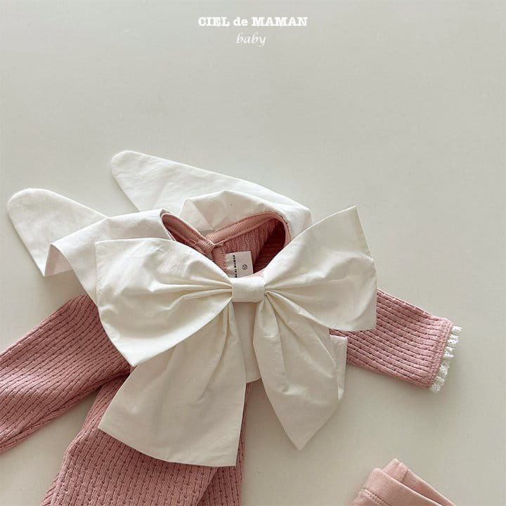 Ciel De Maman - Korean Baby Fashion - #babywear - Big Ribbon Bodysuit Set - 7