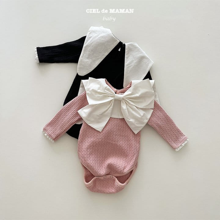 Ciel De Maman - Korean Baby Fashion - #onlinebabyshop - Big Ribbon Bodysuit Set - 9