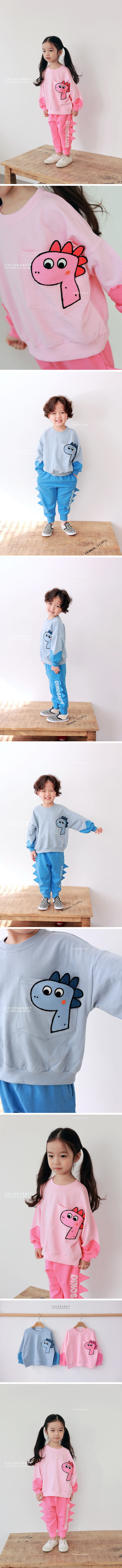 Coco Rabbit - Korean Children Fashion - #discoveringself - Pocket Dino Sweatshirt