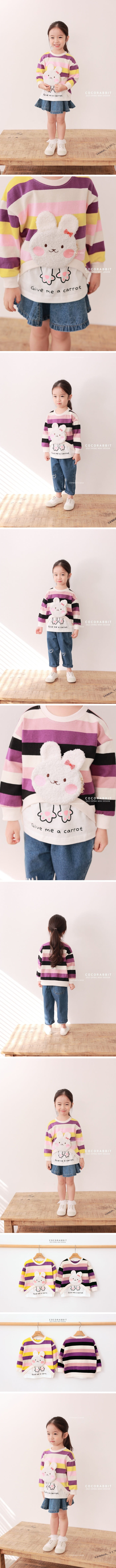 Coco Rabbit - Korean Children Fashion - #kidsshorts - Stripes Rabbit Sweatshirt