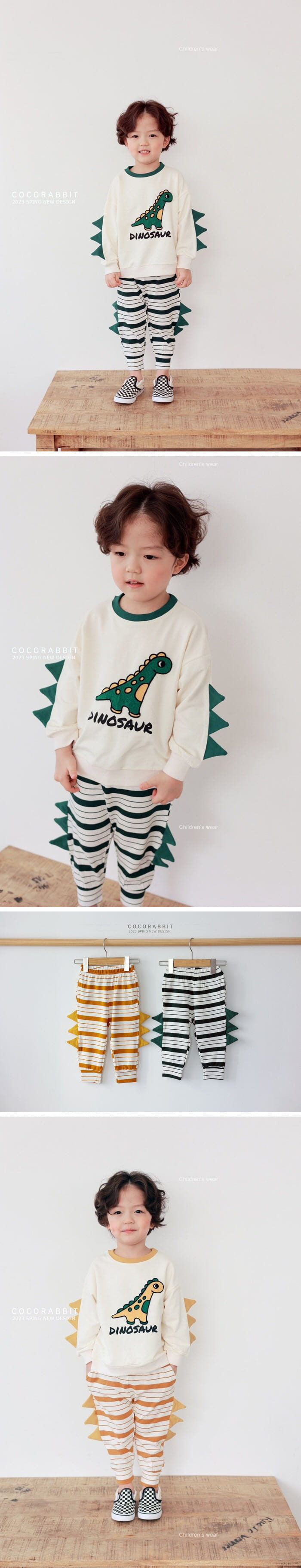 Coco Rabbit - Korean Children Fashion - #prettylittlegirls - Stripes Dino Pants