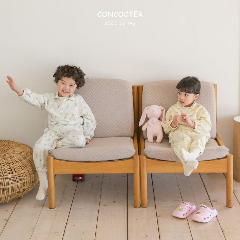Concocter - Korean Children Fashion - #childofig - Bebe Barnie Zip-up Top Bottom Set - 2