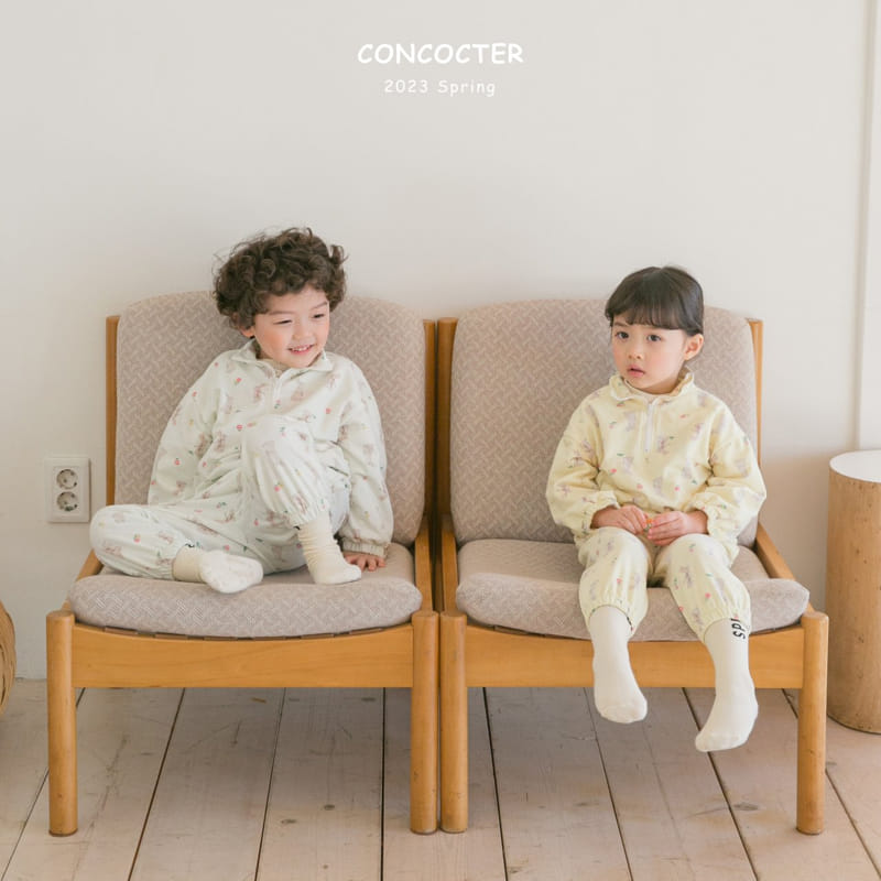 Concocter - Korean Children Fashion - #kidzfashiontrend - Bebe Barnie Zip-up Top Bottom Set - 9