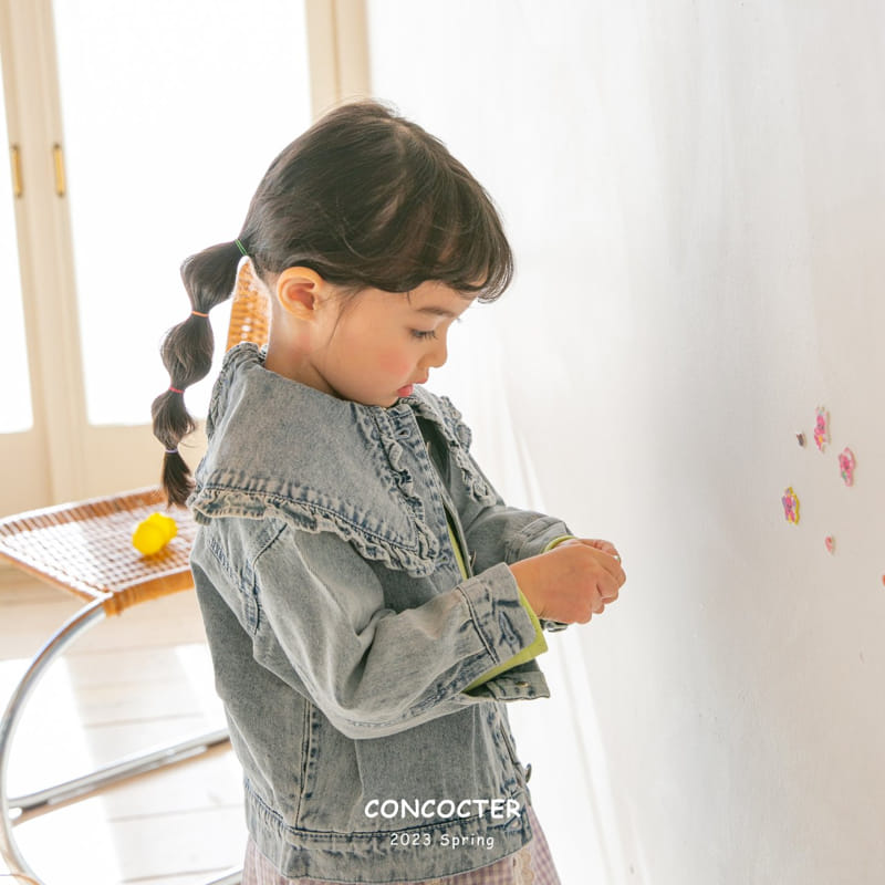Concocter - Korean Children Fashion - #toddlerclothing - Denim Frill Jacket - 2