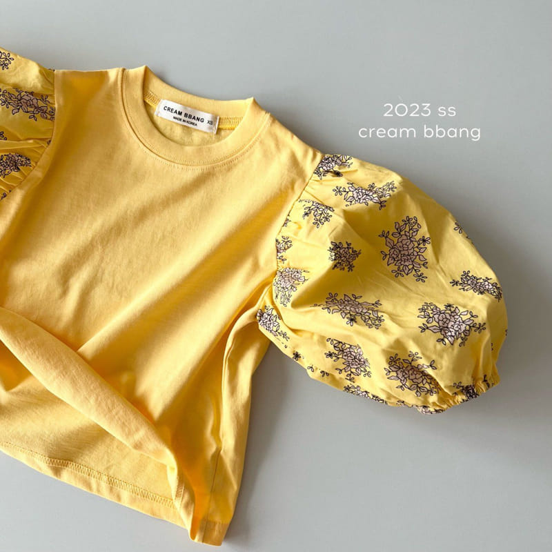 Cream Bbang - Korean Children Fashion - #childofig - Flower Sleeves Color Tee - 11
