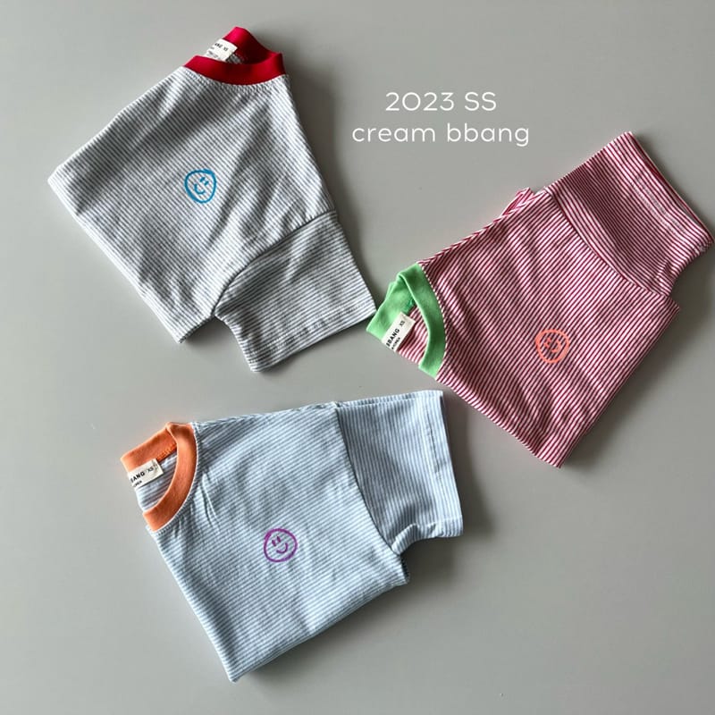 Cream Bbang - Korean Children Fashion - #childofig - Smile Stripes Tee