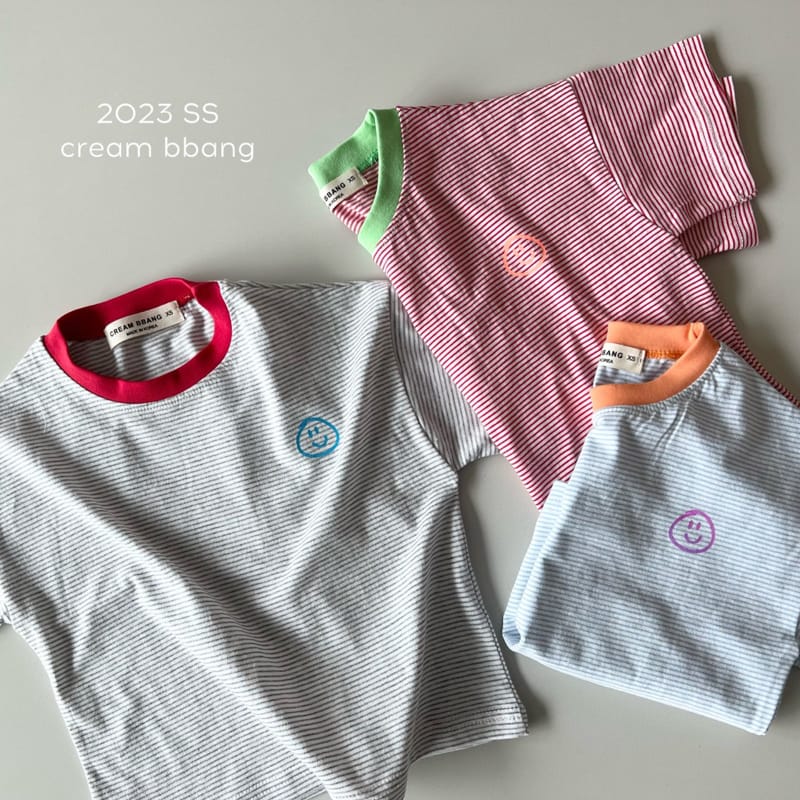 Cream Bbang - Korean Children Fashion - #childrensboutique - Smile Stripes Tee - 2