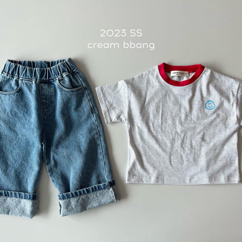 Cream Bbang - Korean Children Fashion - #kidsstore - Smile Stripes Tee - 7