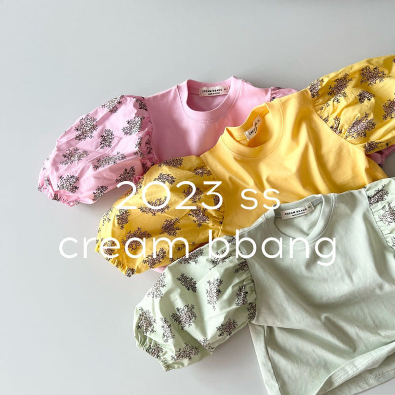 Cream Bbang - Korean Children Fashion - #magicofchildhood - Flower Sleeves Color Tee - 7