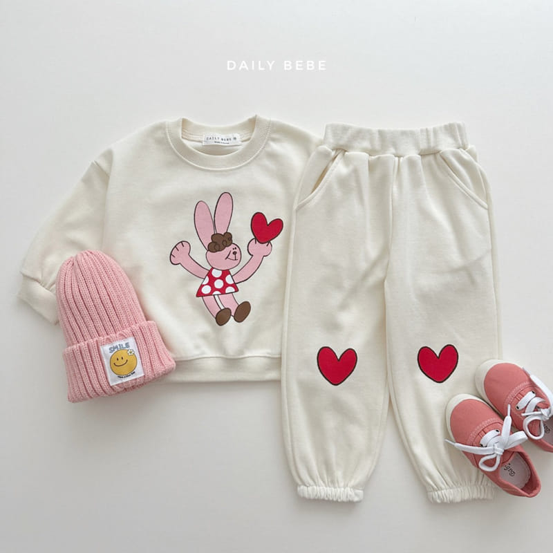 Daily Bebe - Korean Children Fashion - #littlefashionista - Knee Bear Rabbit Top Bottom Set - 2