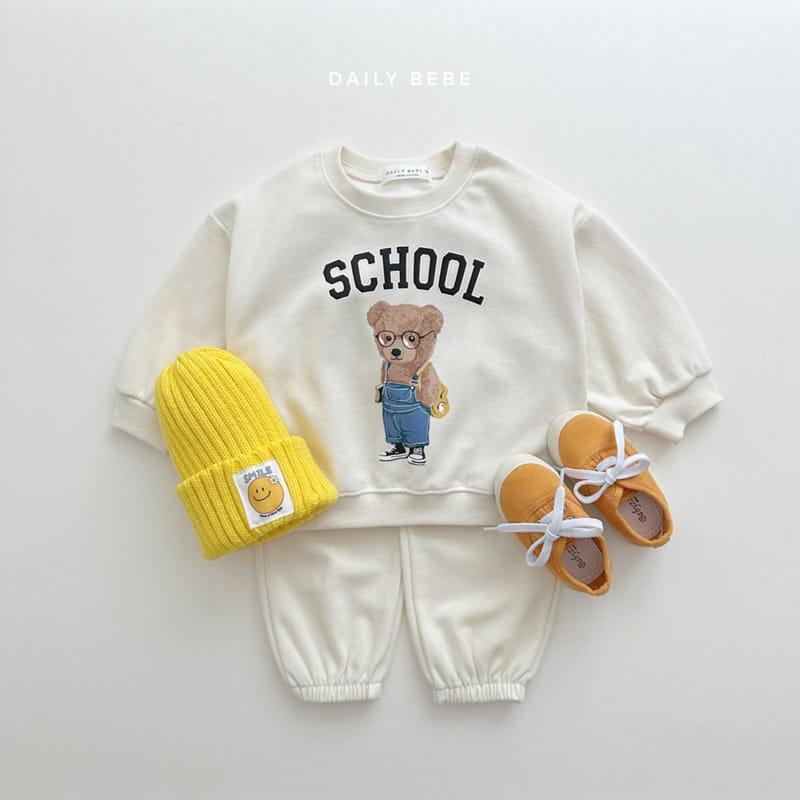 Daily Bebe - Korean Children Fashion - #littlefashionista - School Bear Top Bottom Set