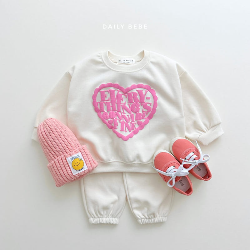 Daily Bebe - Korean Children Fashion - #minifashionista - Balpo Heart Top Bottom Set