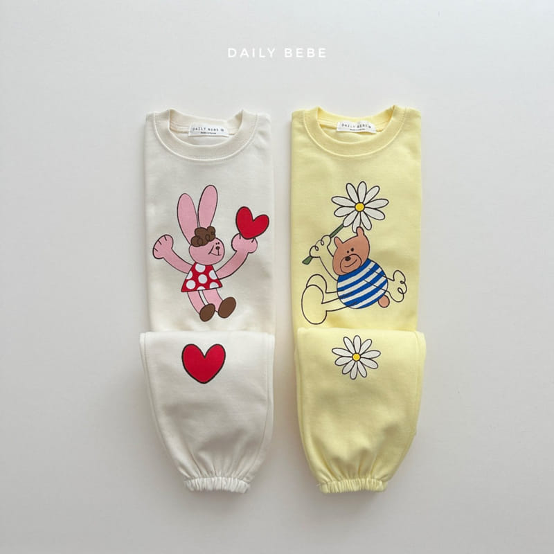 Daily Bebe - Korean Children Fashion - #prettylittlegirls - Knee Bear Rabbit Top Bottom Set - 5