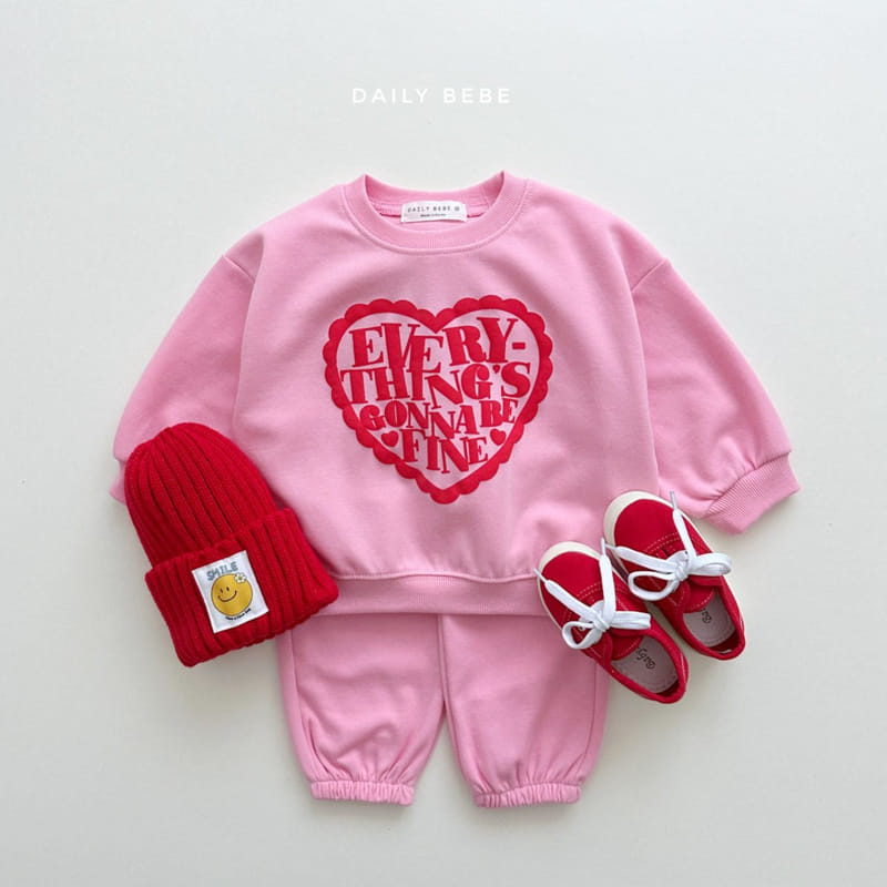 Daily Bebe - Korean Children Fashion - #prettylittlegirls - Balpo Heart Top Bottom Set - 2