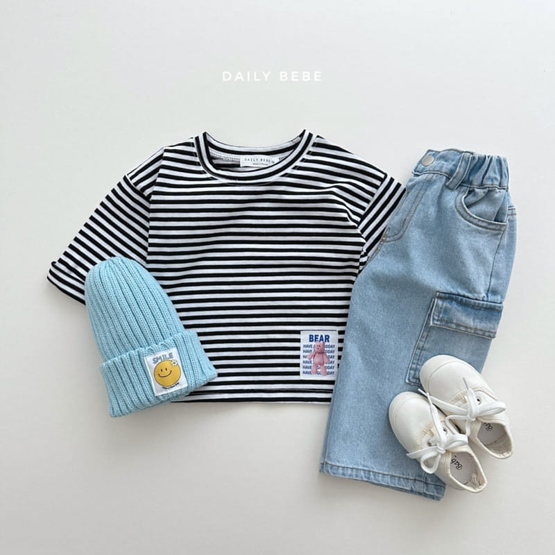 Daily Bebe - Korean Children Fashion - #stylishchildhood - Patch Stripes Tee - 7