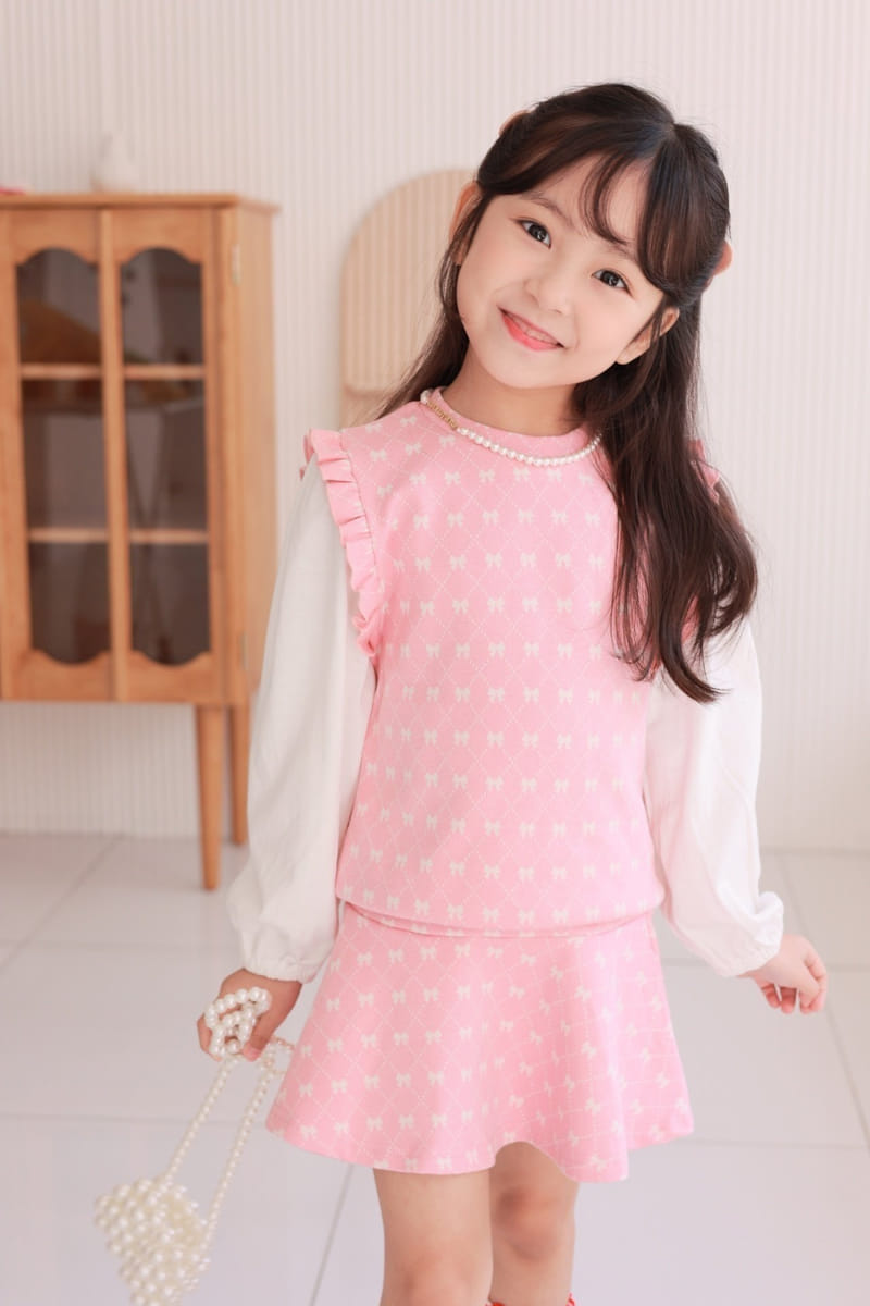 Dalla - Korean Children Fashion - #Kfashion4kids - Ribbon Top Bottom Set - 7