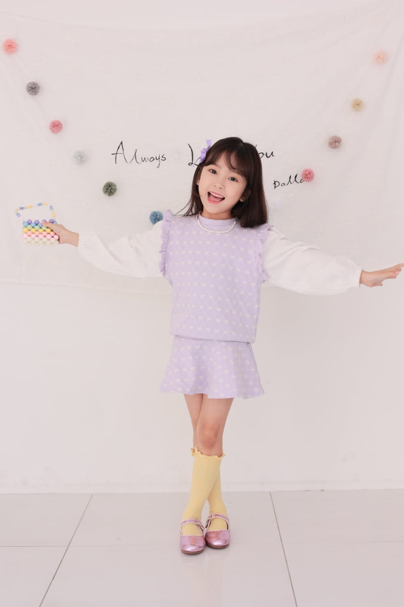 Dalla - Korean Children Fashion - #fashionkids - Ribbon Top Bottom Set - 3