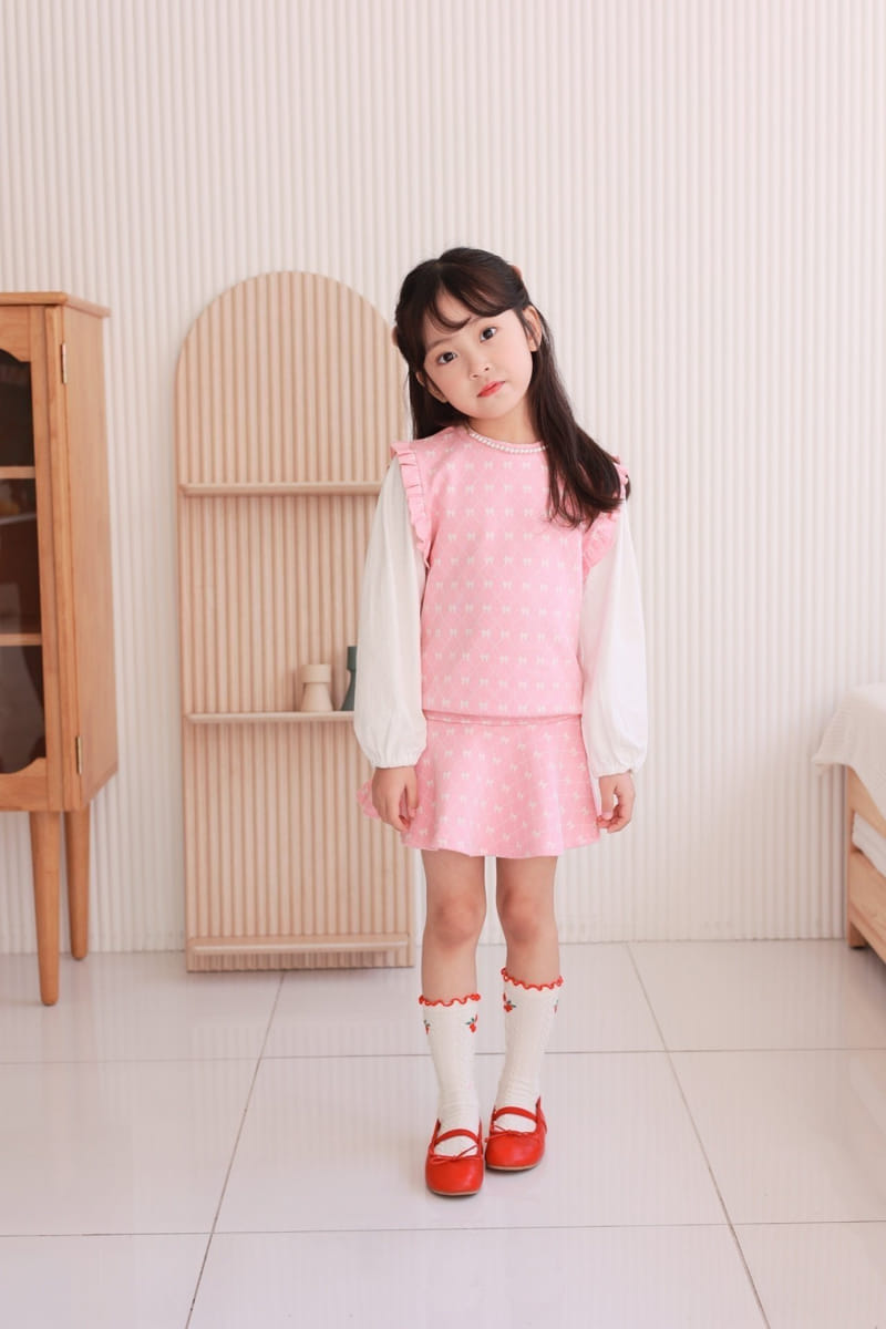 Dalla - Korean Children Fashion - #kidzfashiontrend - Ribbon Top Bottom Set - 6