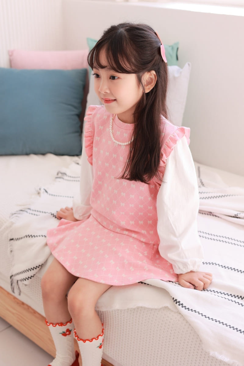 Dalla - Korean Children Fashion - #minifashionista - Ribbon Top Bottom Set - 10