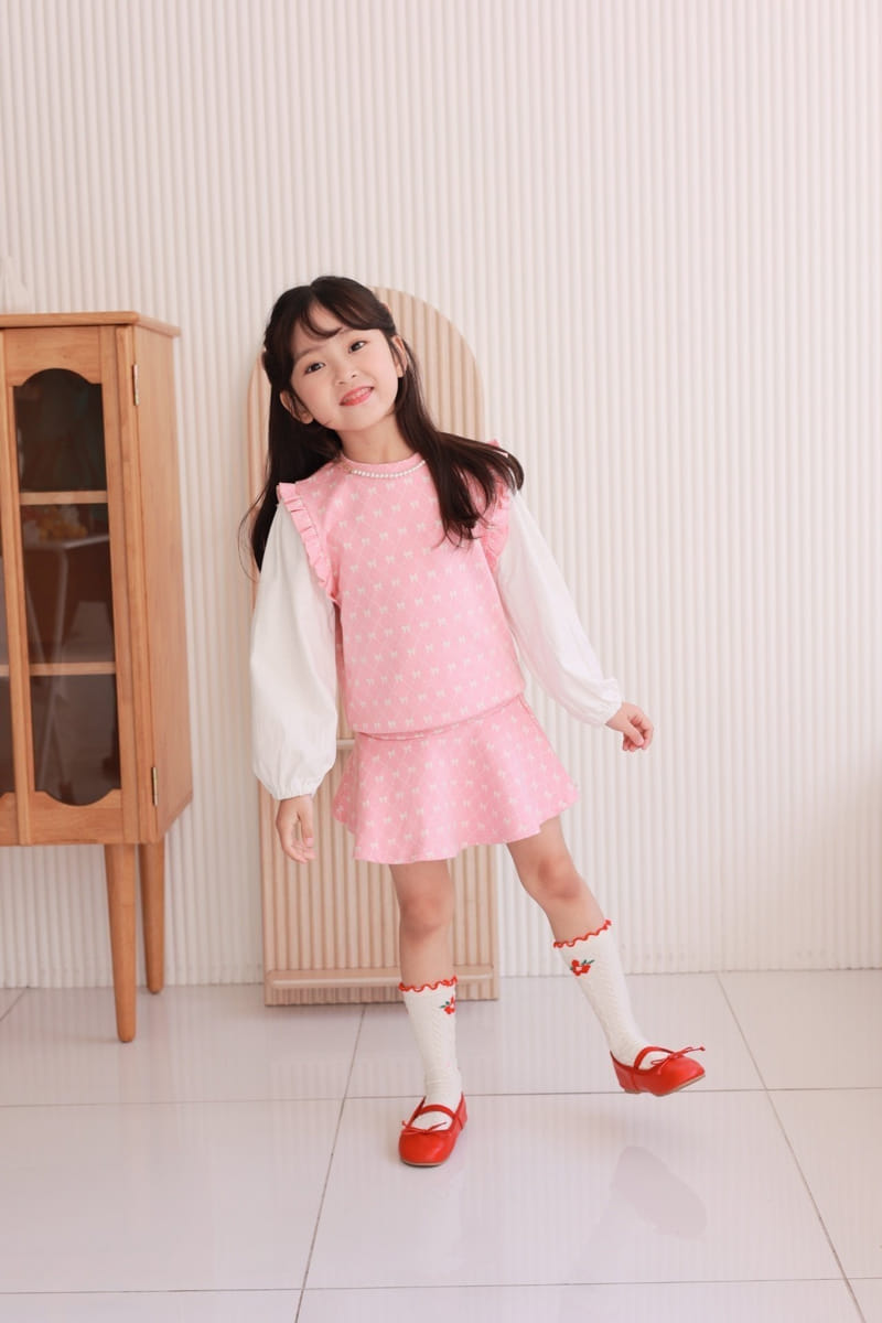 Dalla - Korean Children Fashion - #todddlerfashion - Ribbon Top Bottom Set - 12