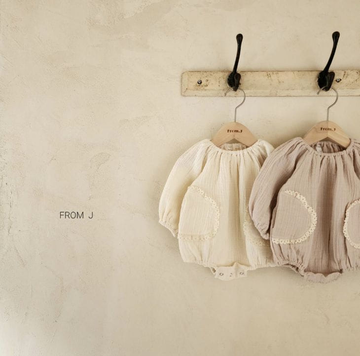 From J - Korean Baby Fashion - #babyboutiqueclothing - Lace Pocket Bodysuit with Bonnet - 8