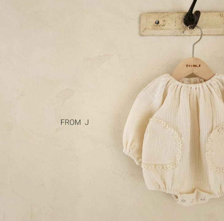 From J - Korean Baby Fashion - #babyfever - Lace Pocket Bodysuit with Bonnet - 11