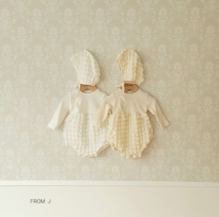 From J - Korean Baby Fashion - #onlinebabyboutique - Waffle Bodysuit Bonnet - 6