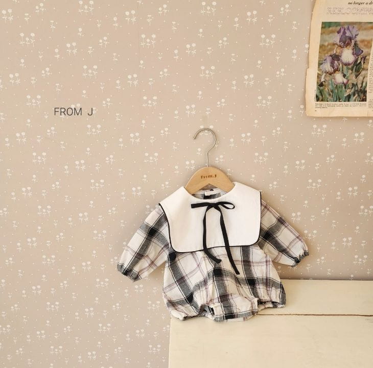 From J - Korean Baby Fashion - #onlinebabyboutique - Check Sailor Bodysuit - 5