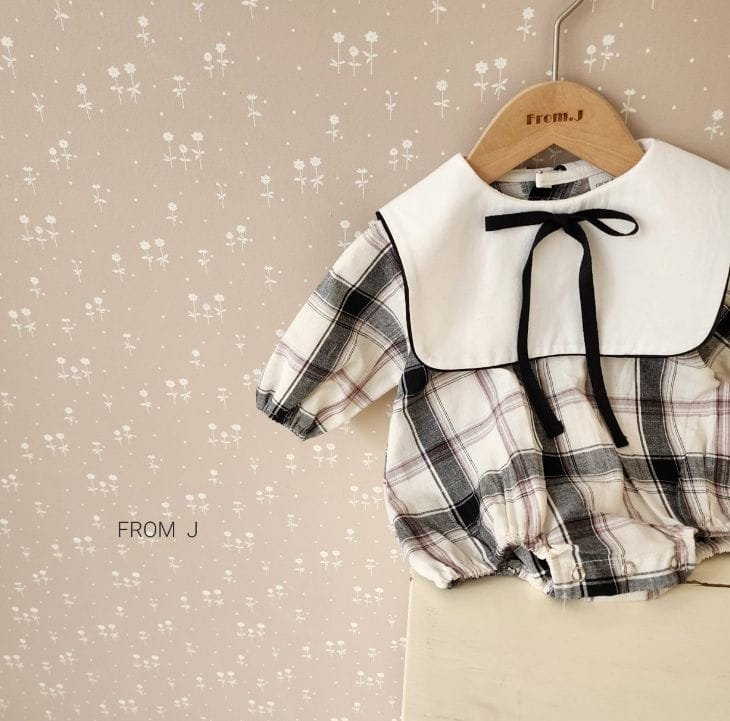 From J - Korean Baby Fashion - #onlinebabyshop - Check Sailor Bodysuit - 6