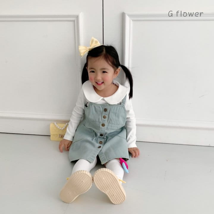 G Flower - Korean Children Fashion - #kidsstore - Denim Sleeveless One-piece - 2