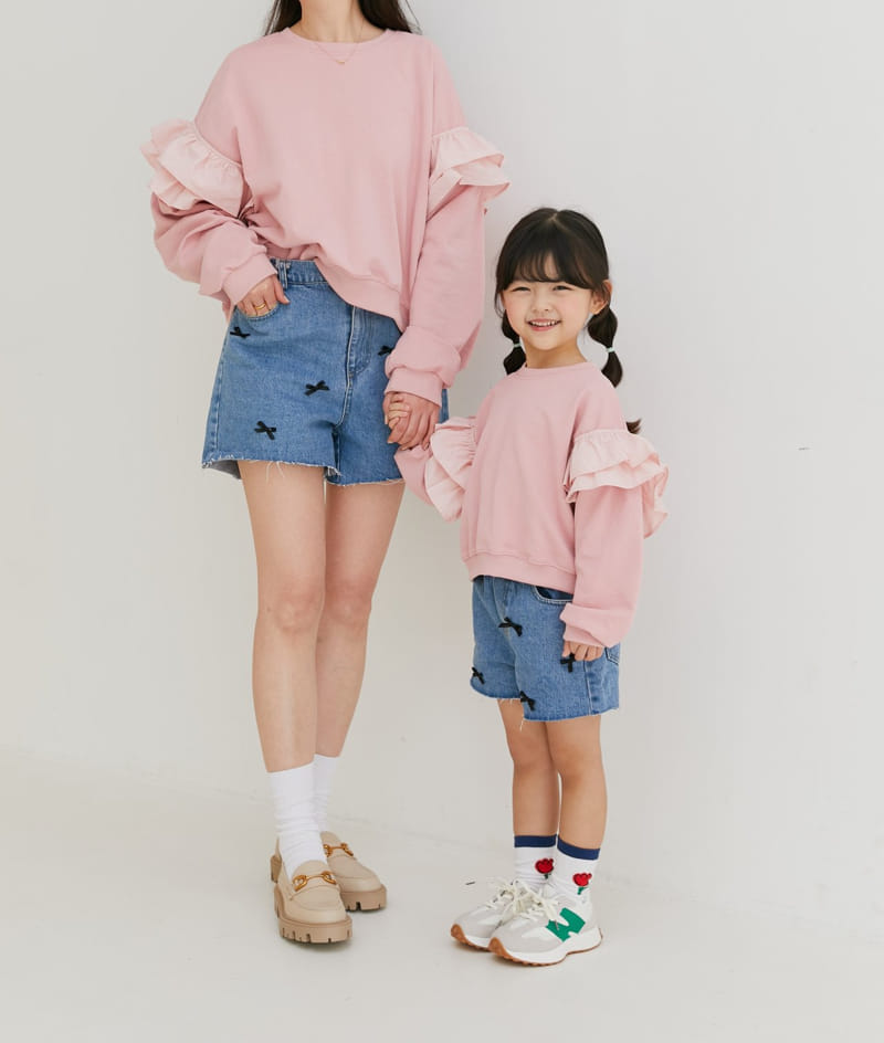 Ggomare - Korean Children Fashion - #childofig - Ribbon Denim Jeans with Mom - 4