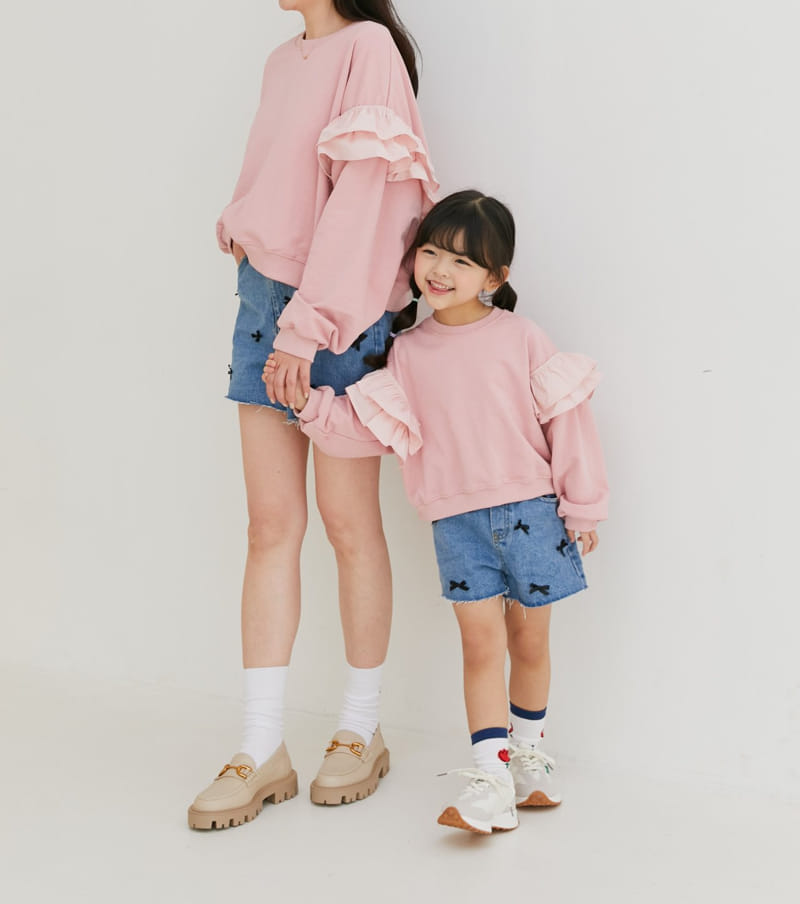 Ggomare - Korean Children Fashion - #designkidswear - Ribbon Denim Jeans with Mom - 5