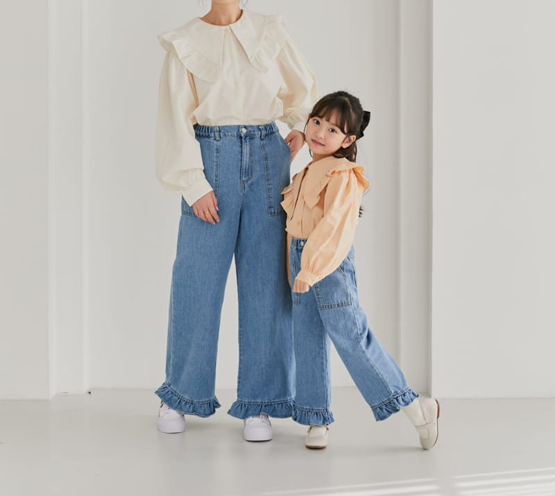Ggomare - Korean Children Fashion - #kidsstore - Frill Jeans with Mom - 12