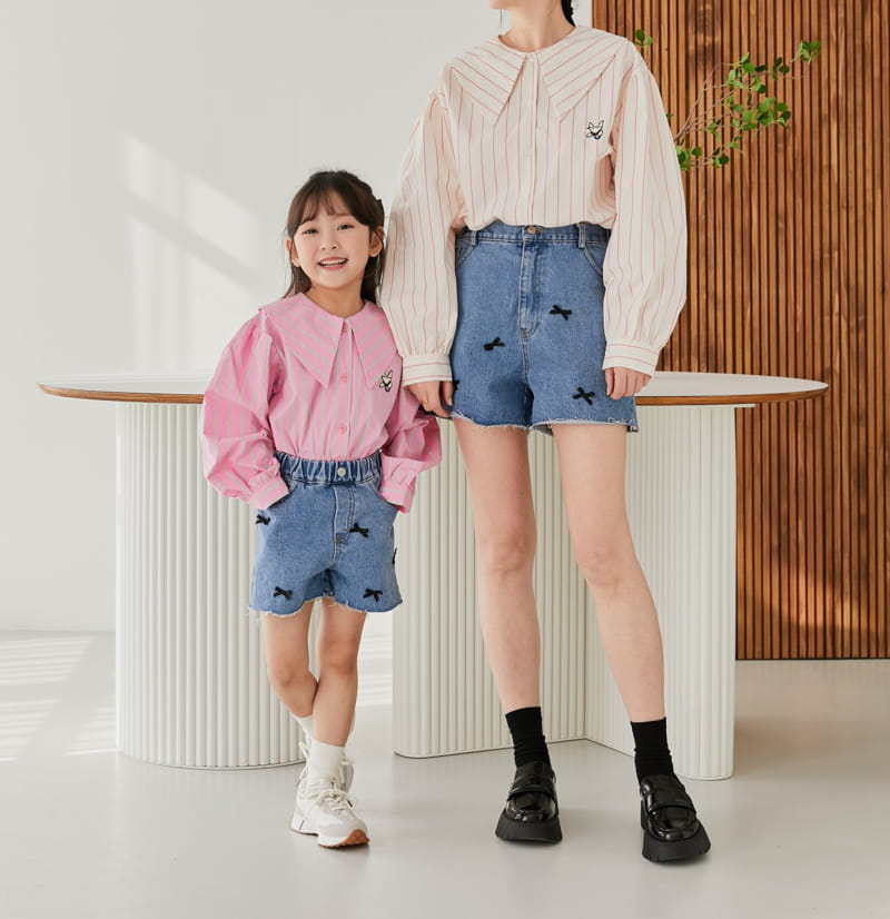 Ggomare - Korean Children Fashion - #kidzfashiontrend - Ribbon Denim Jeans with Mom - 10