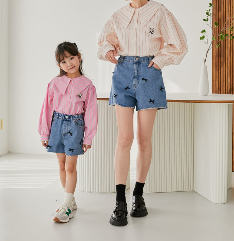 Ggomare - Korean Children Fashion - #littlefashionista - Ribbon Denim Jeans with Mom - 12