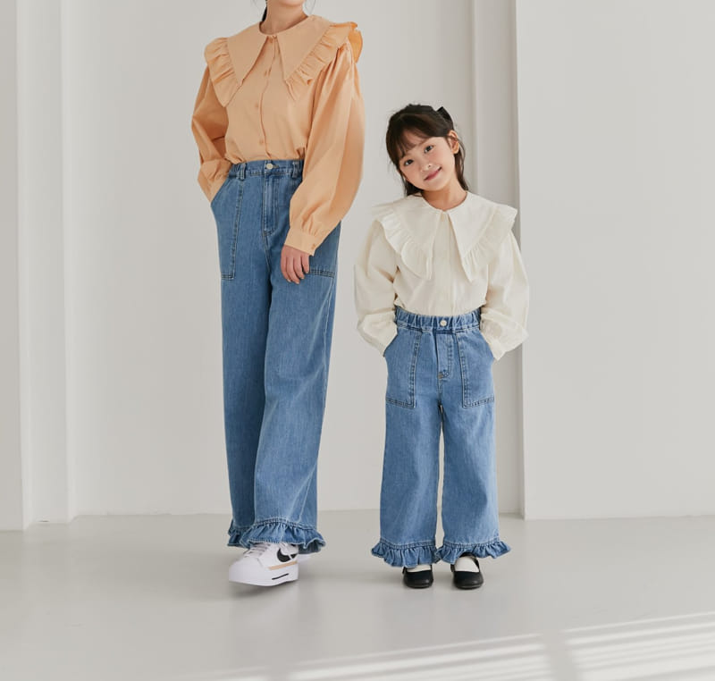 Ggomare - Korean Children Fashion - #prettylittlegirls - Frill Jeans with Mom - 2