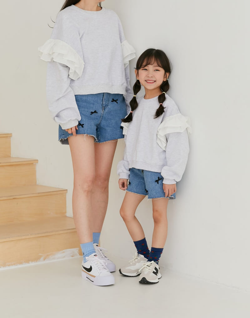 Ggomare - Korean Children Fashion - #toddlerclothing - Ribbon Denim Jeans with Mom