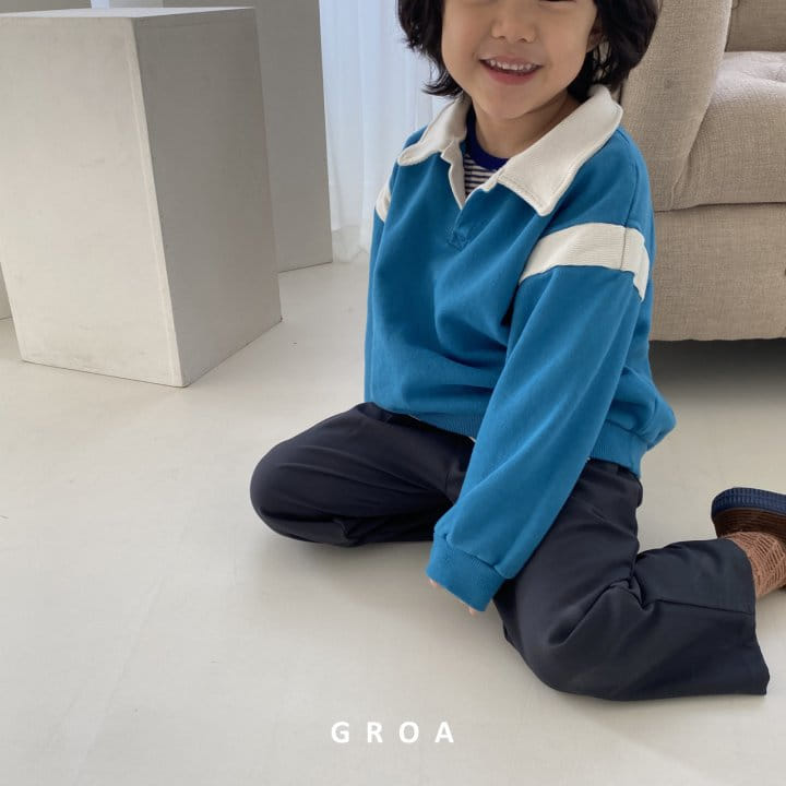 Groa - Korean Children Fashion - #kidzfashiontrend - Collar Color Sweatshirt - 4