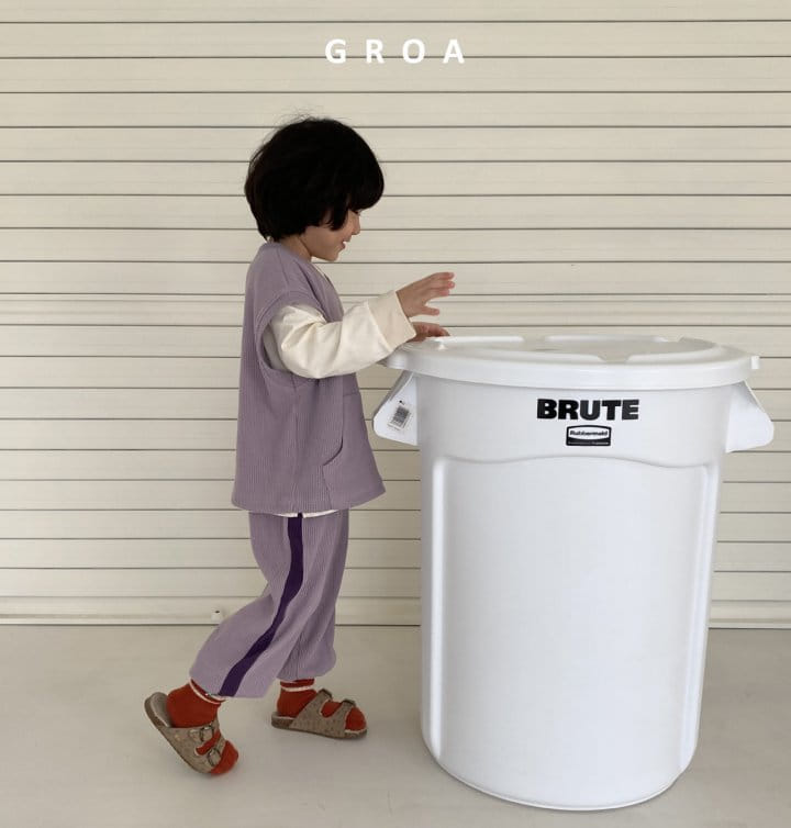 Groa - Korean Children Fashion - #fashionkids - Waffle Vest Set - 3