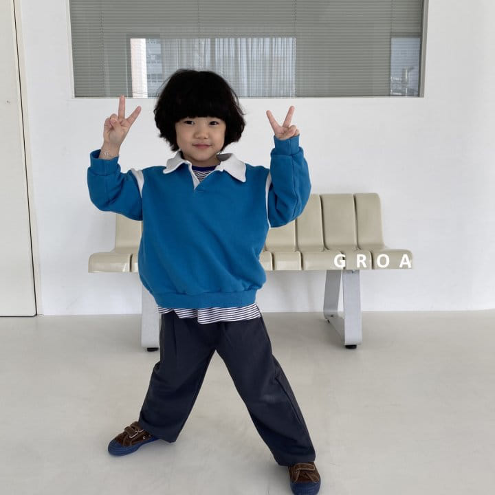 Groa - Korean Children Fashion - #kidsshorts - Collar Color Sweatshirt