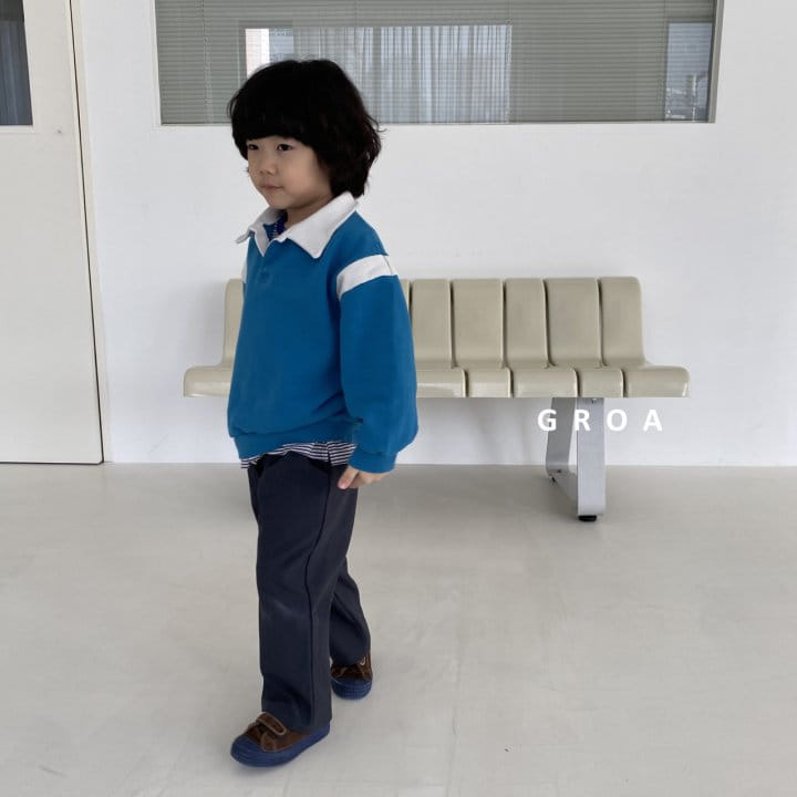 Groa - Korean Children Fashion - #kidsstore - Collar Color Sweatshirt - 2