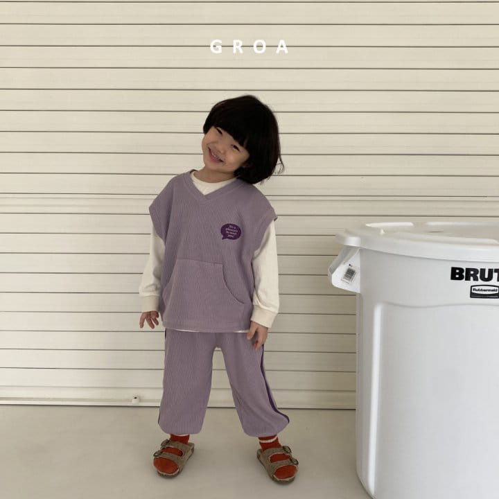 Groa - Korean Children Fashion - #kidzfashiontrend - Waffle Vest Set - 6