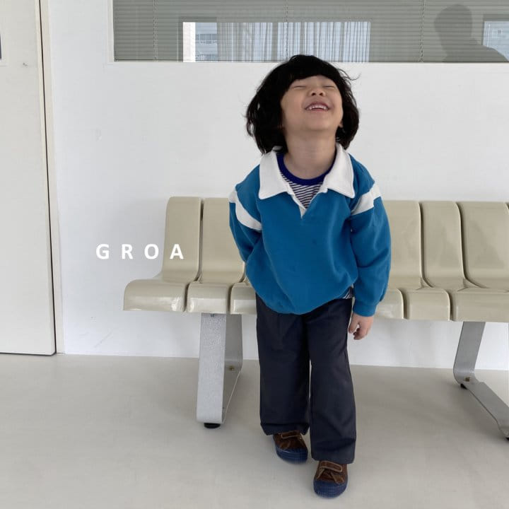 Groa - Korean Children Fashion - #kidzfashiontrend - Collar Color Sweatshirt - 3