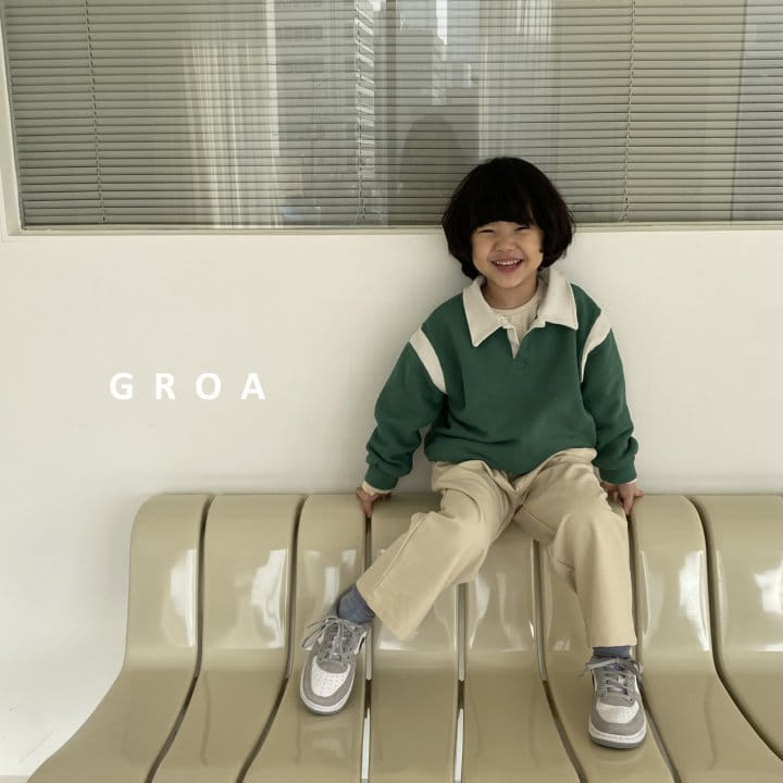 Groa - Korean Children Fashion - #magicofchildhood - Collar Color Sweatshirt - 6