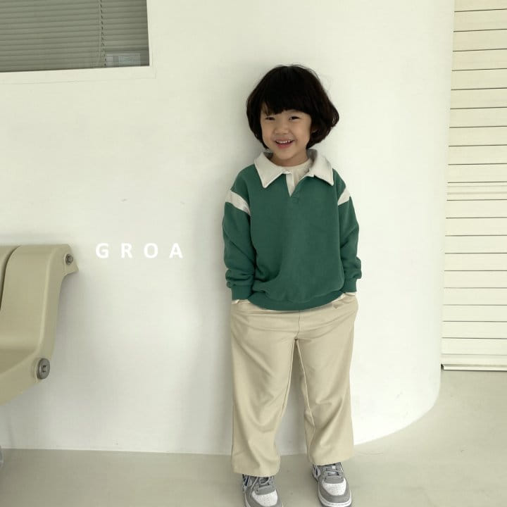 Groa - Korean Children Fashion - #minifashionista - Collar Color Sweatshirt - 7